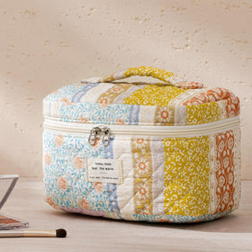 HBselect Quilted Makeup Bag Set lifestyle scene on a vanity