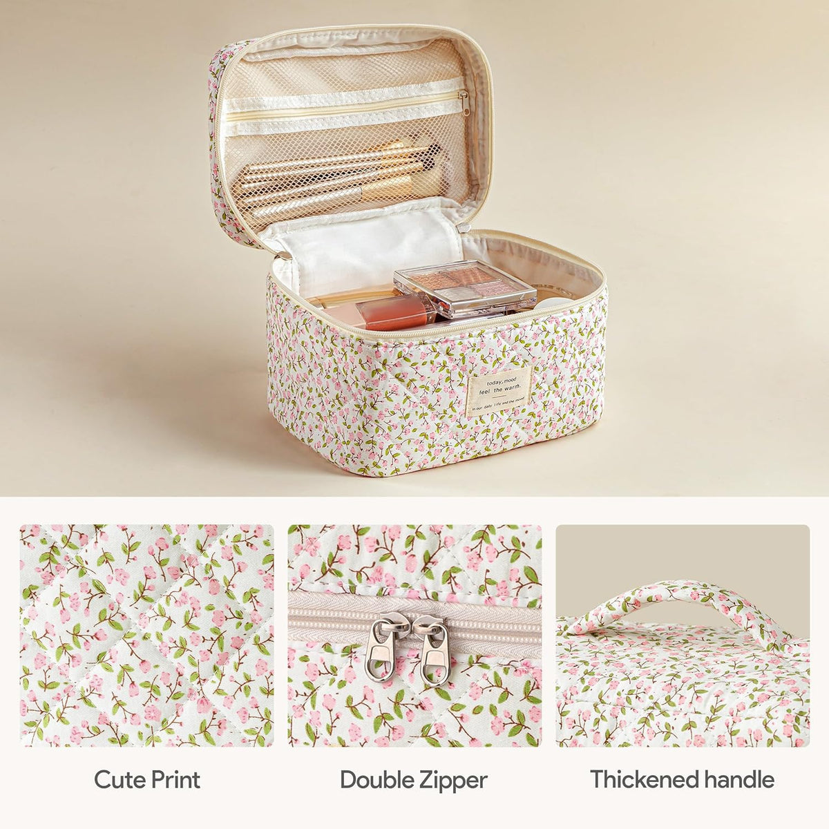 HBselect Quilted Makeup Bag Set showing all three sizes
