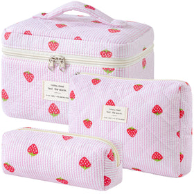 HBselect Quilted Makeup Bag set with floral design front view