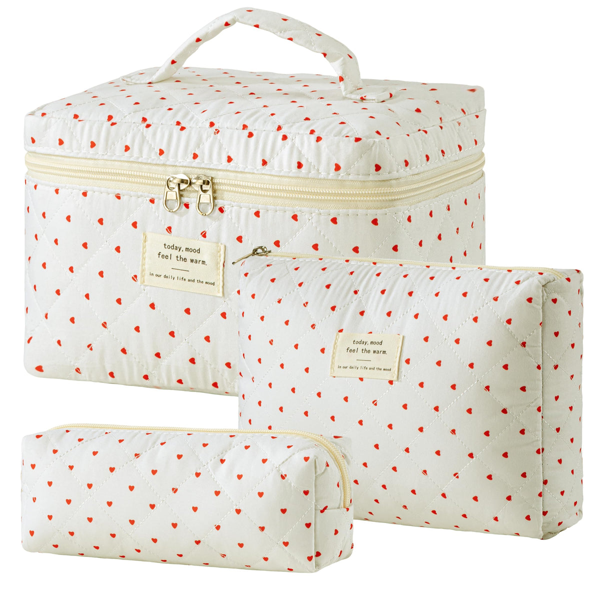 HBselect Quilted Makeup Bag Set with floral pattern front view