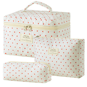 HBselect Quilted Makeup Bag Set with floral pattern front view