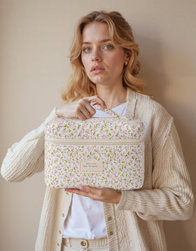 HBselect Quilted Makeup Bag Set with travel essentials