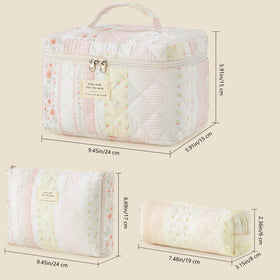 HBselect Quilted Makeup Bag with cosmetics inside