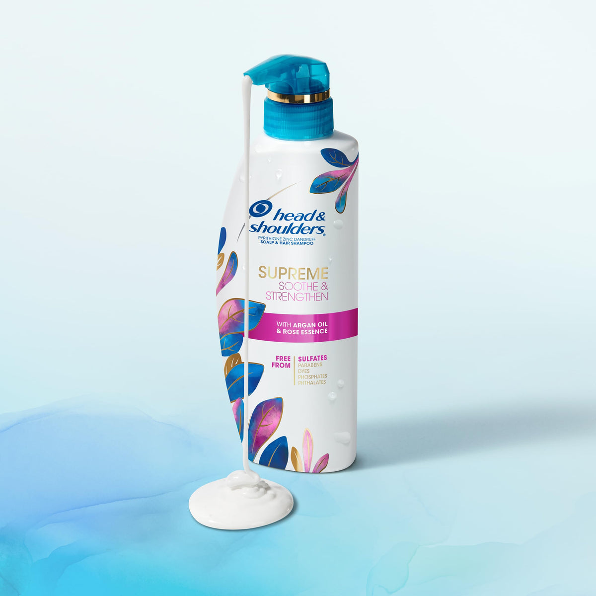 Head & Shoulders bottles with vibrant fruit background