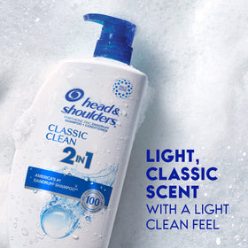 Head & Shoulders Classic Clean 2-in-1 bottle with product texture