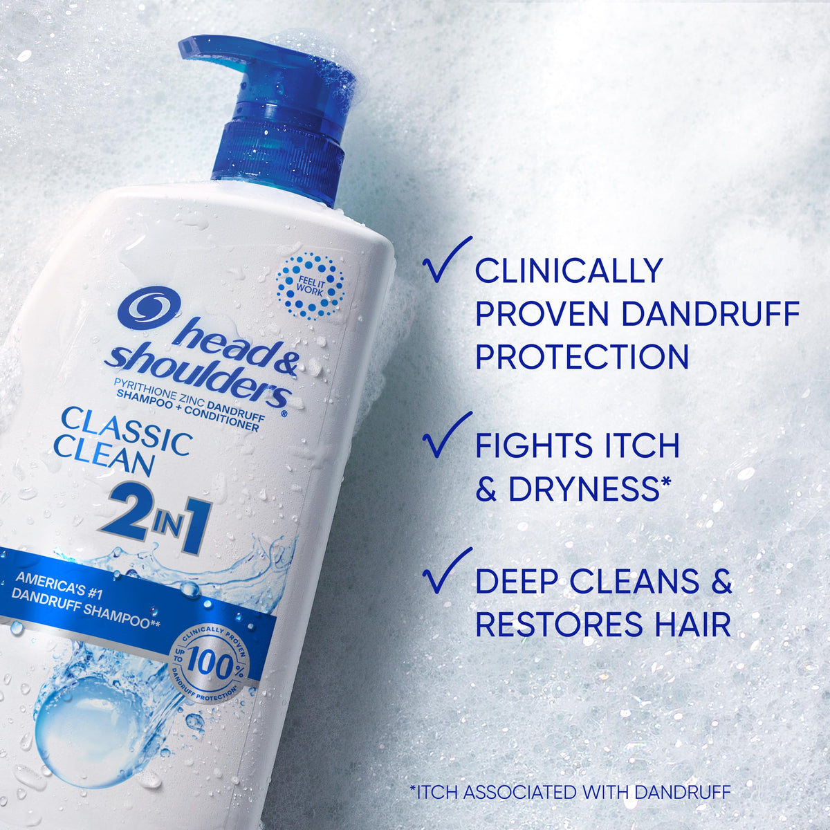 Head & Shoulders Classic Clean shampoo and conditioner bottles side view
