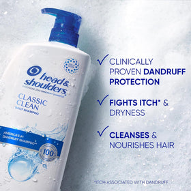 Head & Shoulders Classic Clean Shampoo bottle back view