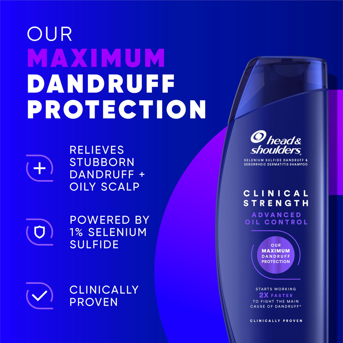 Head & Shoulders Clinical Strength Advanced Oil Control Shampoo bottle side view