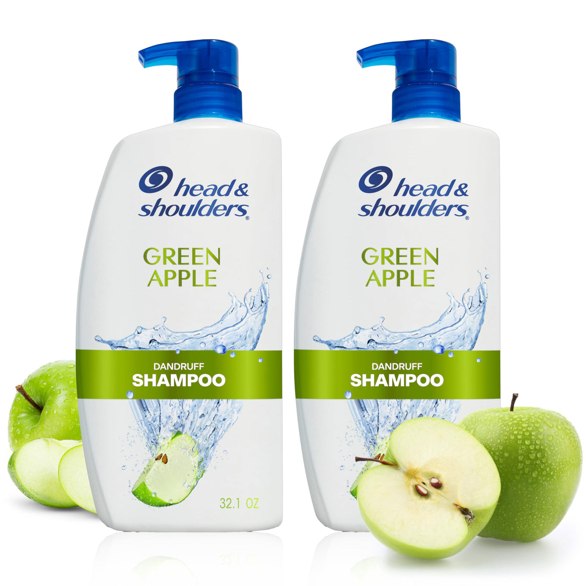 Head & Shoulders Green Apple Anti-Dandruff Shampoo twin pack front view