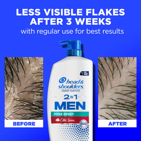 Head & Shoulders Old Spice Pure Sport 2-in-1 Shampoo pouring into hand