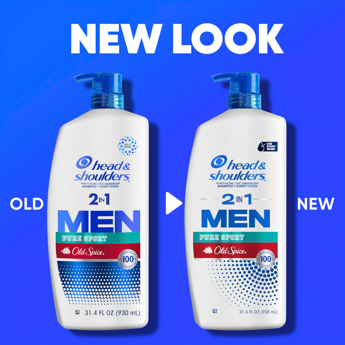Head & Shoulders Old Spice Pure Sport 2-in-1 Shampoo with lemon-lime background