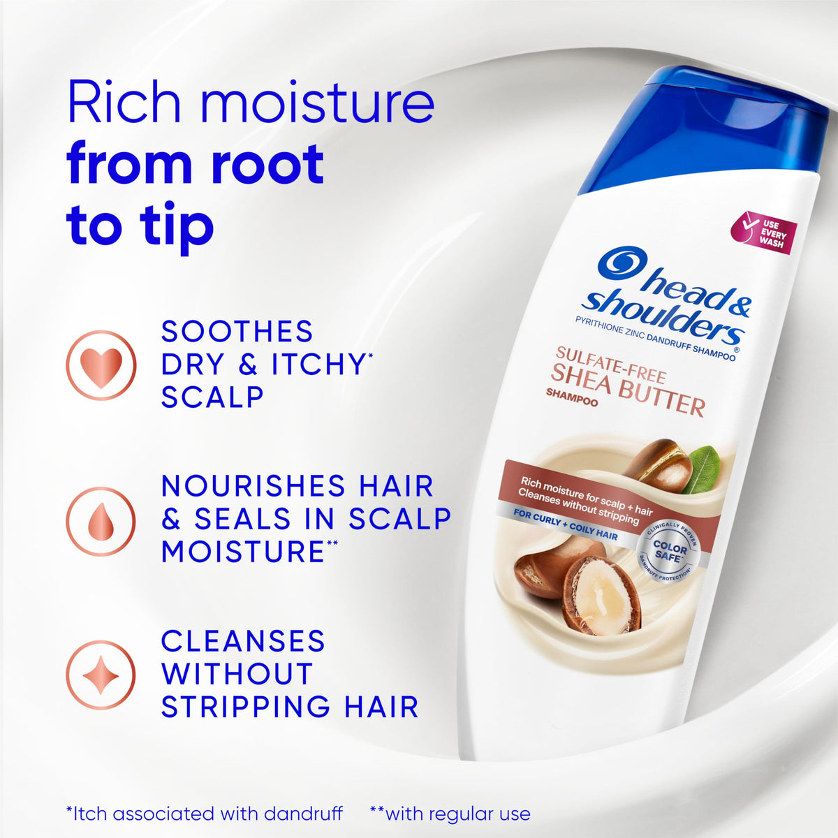 Head & Shoulders Shea Butter Shampoo back label with ingredients