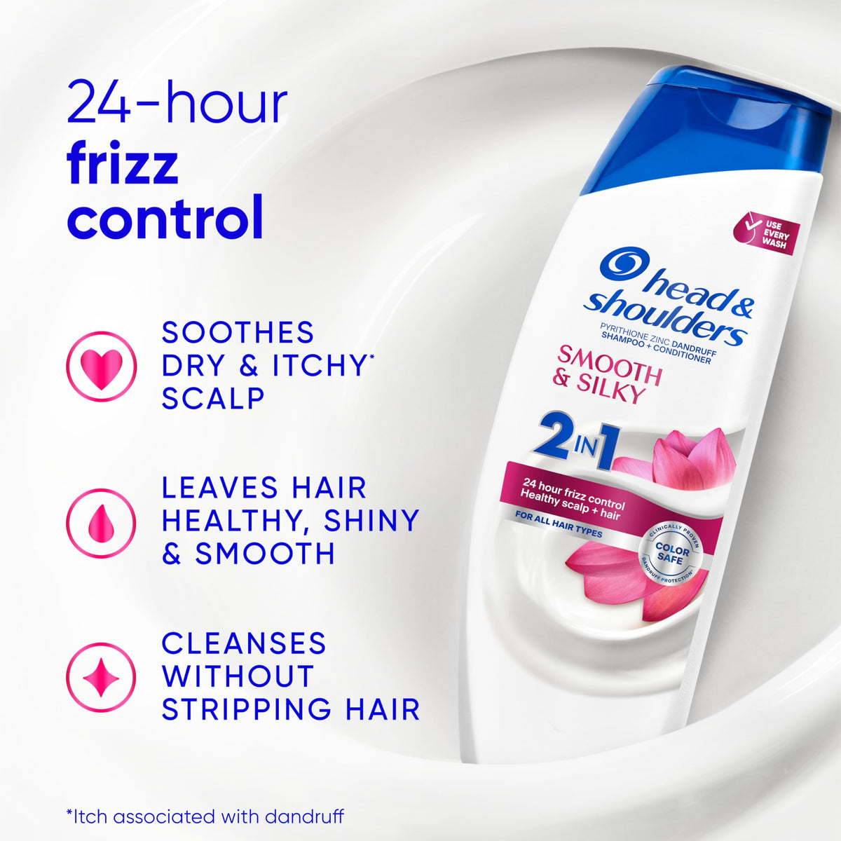 Head & Shoulders Smooth & Silky 2-in-1 Shampoo and Conditioner side view