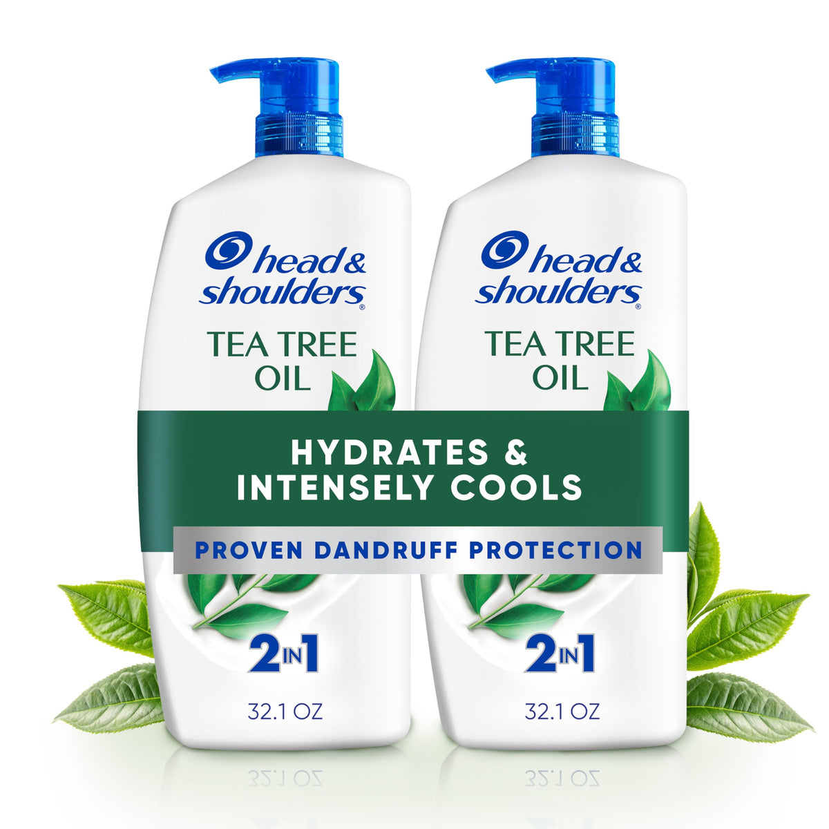 Head & Shoulders Tea Tree Oil 2-in-1 Anti-Dandruff Shampoo and Conditioner twin pack front view