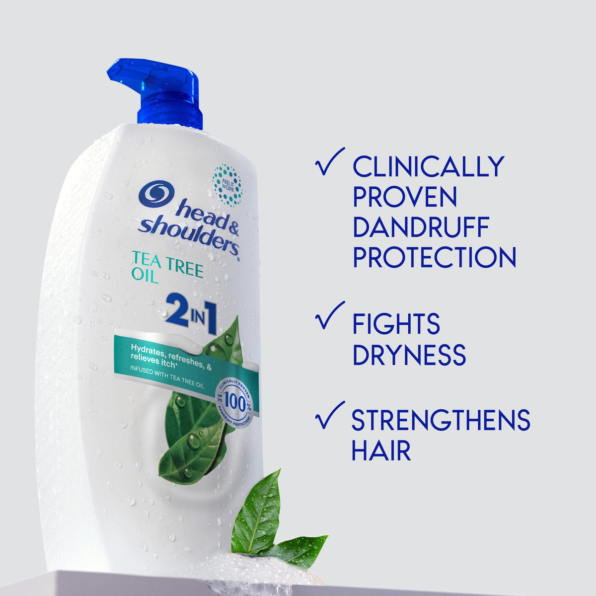 Head & Shoulders Tea Tree Oil 2-in-1 in a bathroom setting