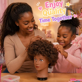 headdoll Afro Curly Mannequin Head showcasing styling options