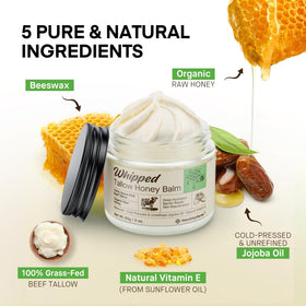 HealthyDerm Beef Tallow Honey Balm 2oz whipped texture close-up