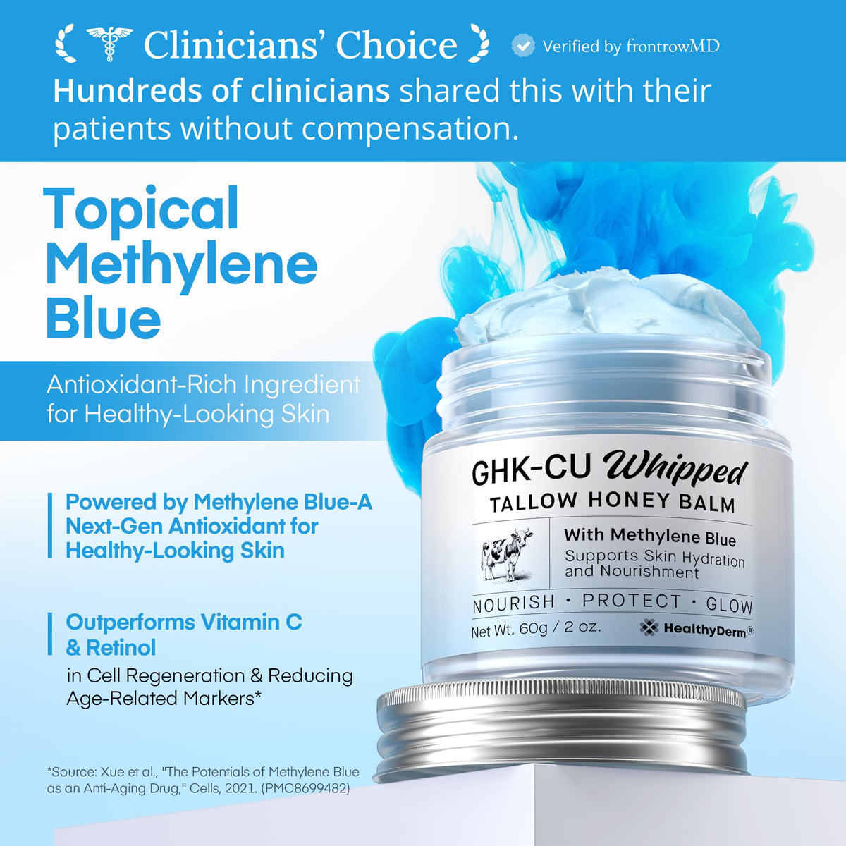 HealthyDerm Copper Peptides GHK-Cu Blue Balm 2oz side view