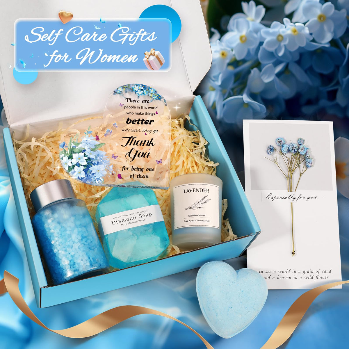 Heart-shaped bath bomb and bath salt in Eletorot gift basket