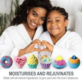 Heart-shaped bath bomb in vibrant colours from Mineral Me California