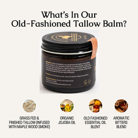 Hearth and Homestead The Old Fashioned Smoked Tallow Balm ingredients list on packaging