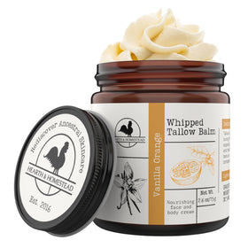 Hearth and Homestead Whipped Beef Tallow Body Butter front view in jar