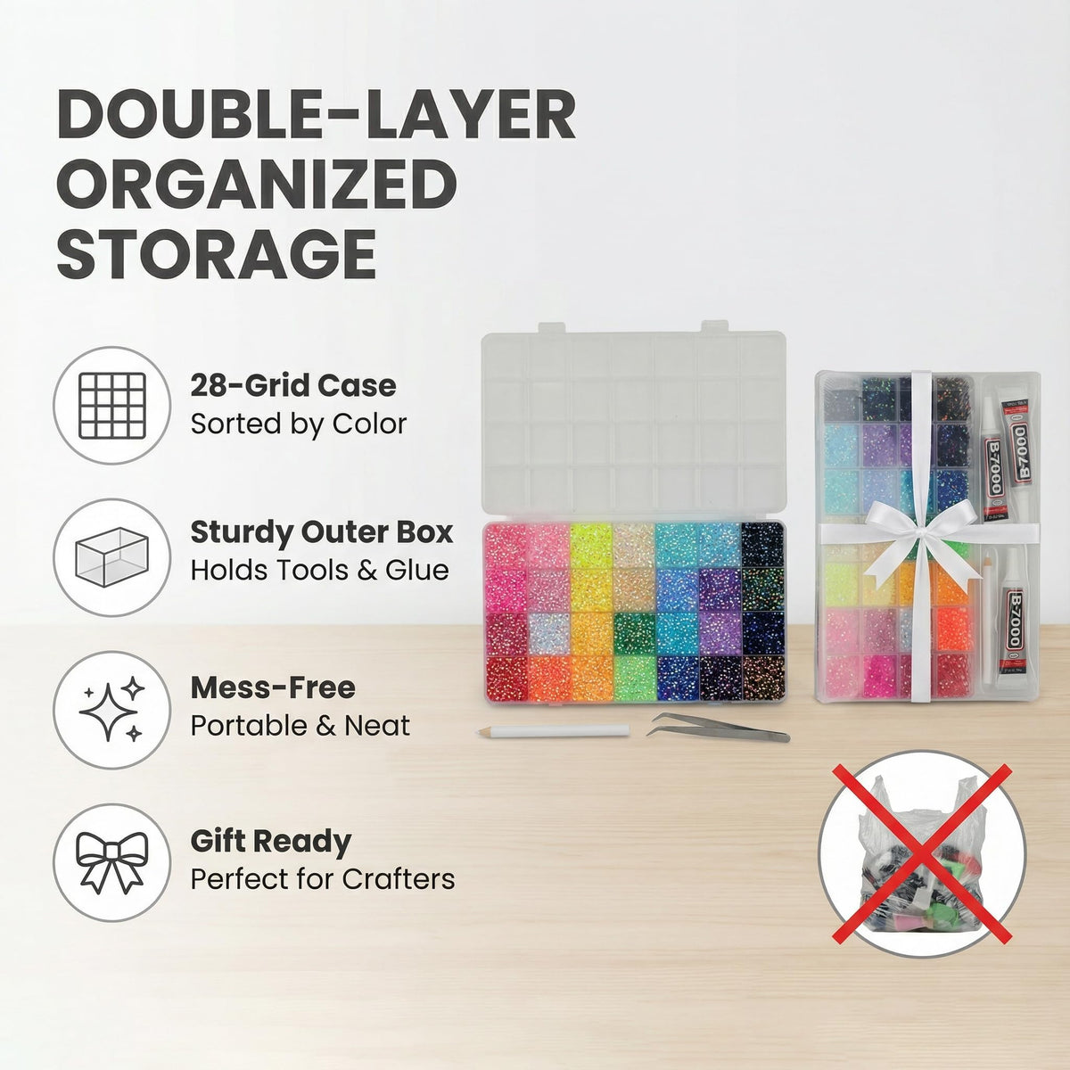Heavy-duty outer storage case for rhinestone kit