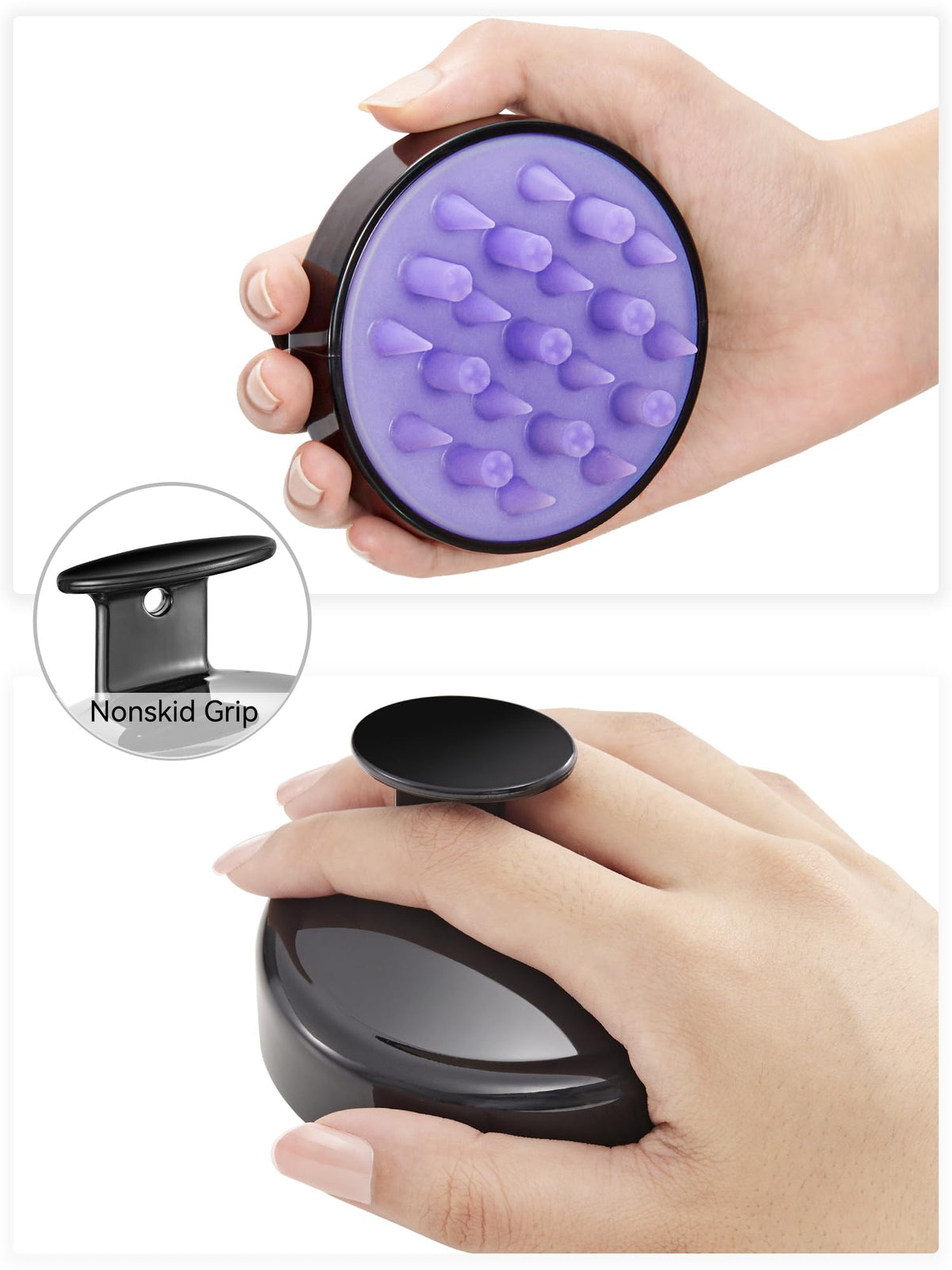 HEETA Hair Scalp Massager Brush in use during a hair wash