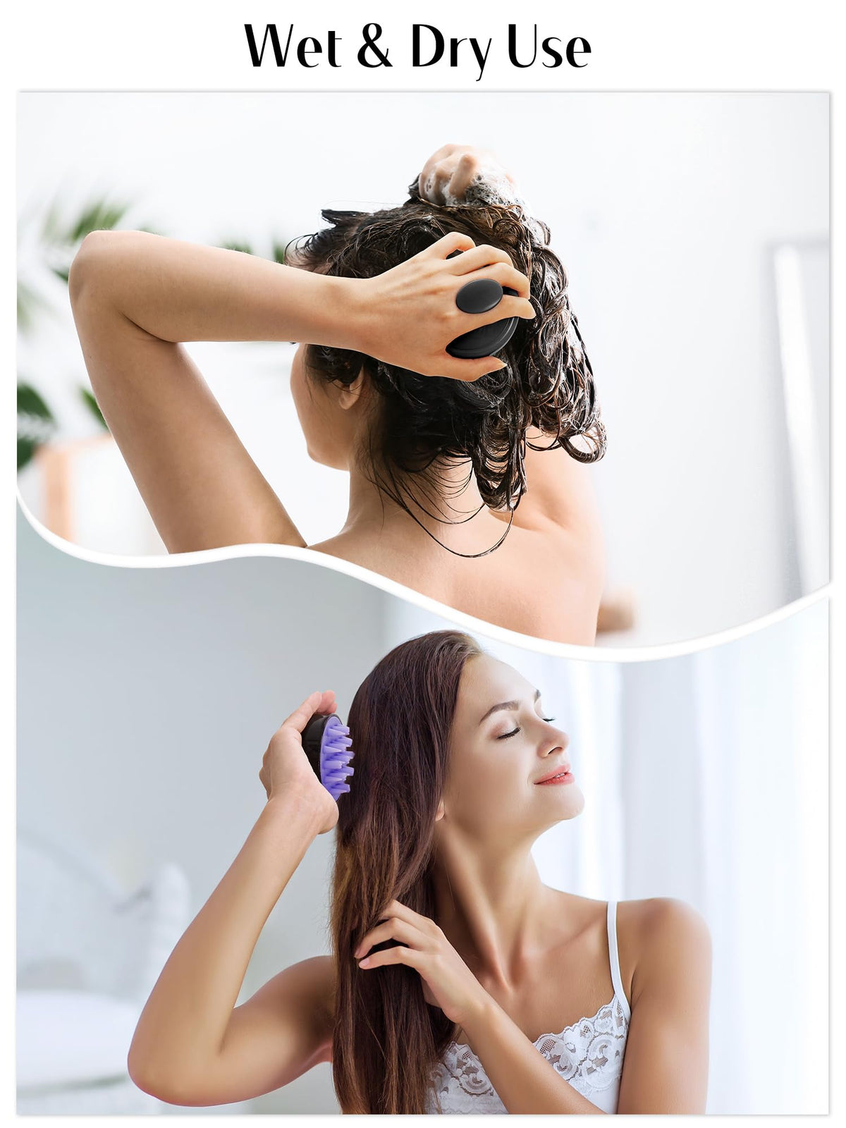 HEETA Hair Scalp Massager Brush on a bathroom counter