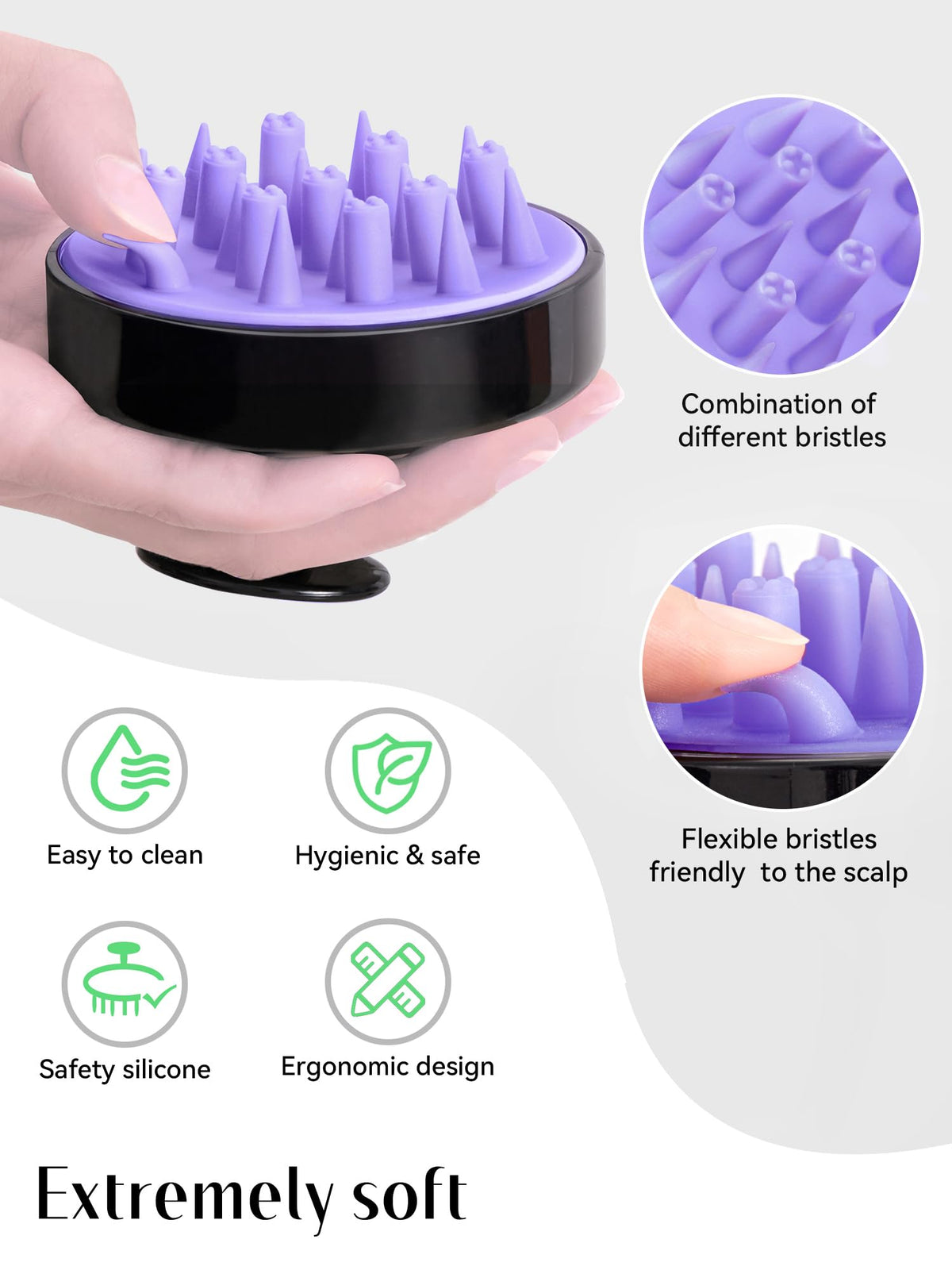 HEETA Hair Scalp Massager Brush showing ergonomic design and grip