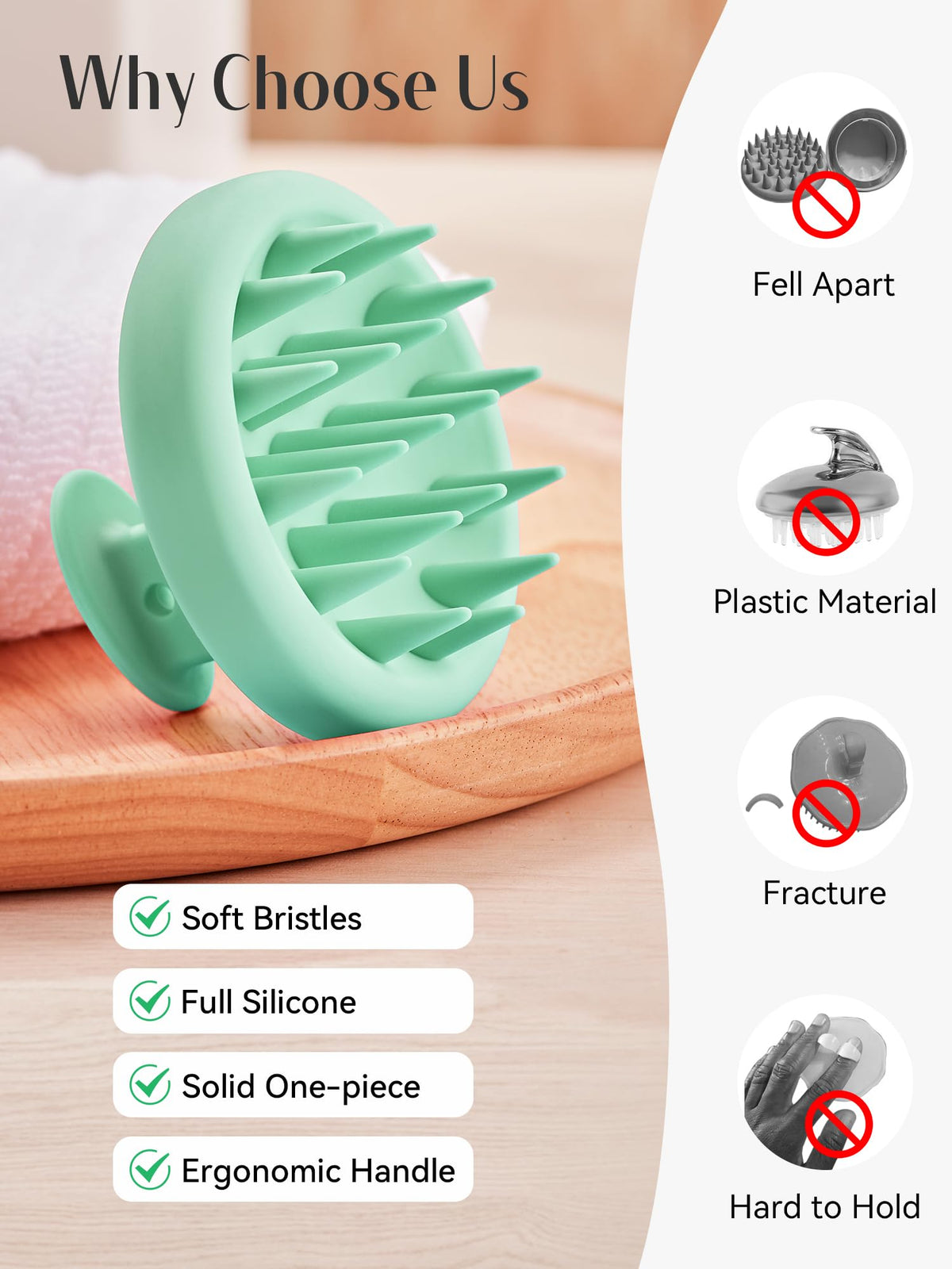HEETA Silicone Scalp Massager close-up of bristles