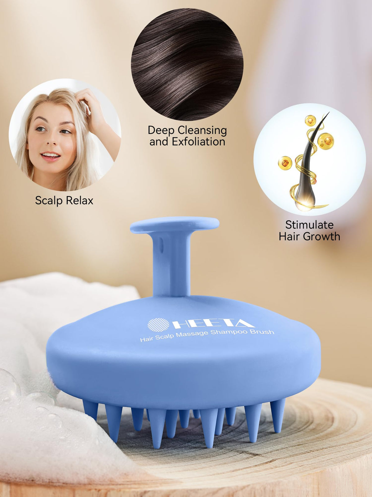 HEETA Silicone Scalp Massager close-up of bristles