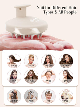 HEETA Silicone Scalp Massager on a bathroom counter