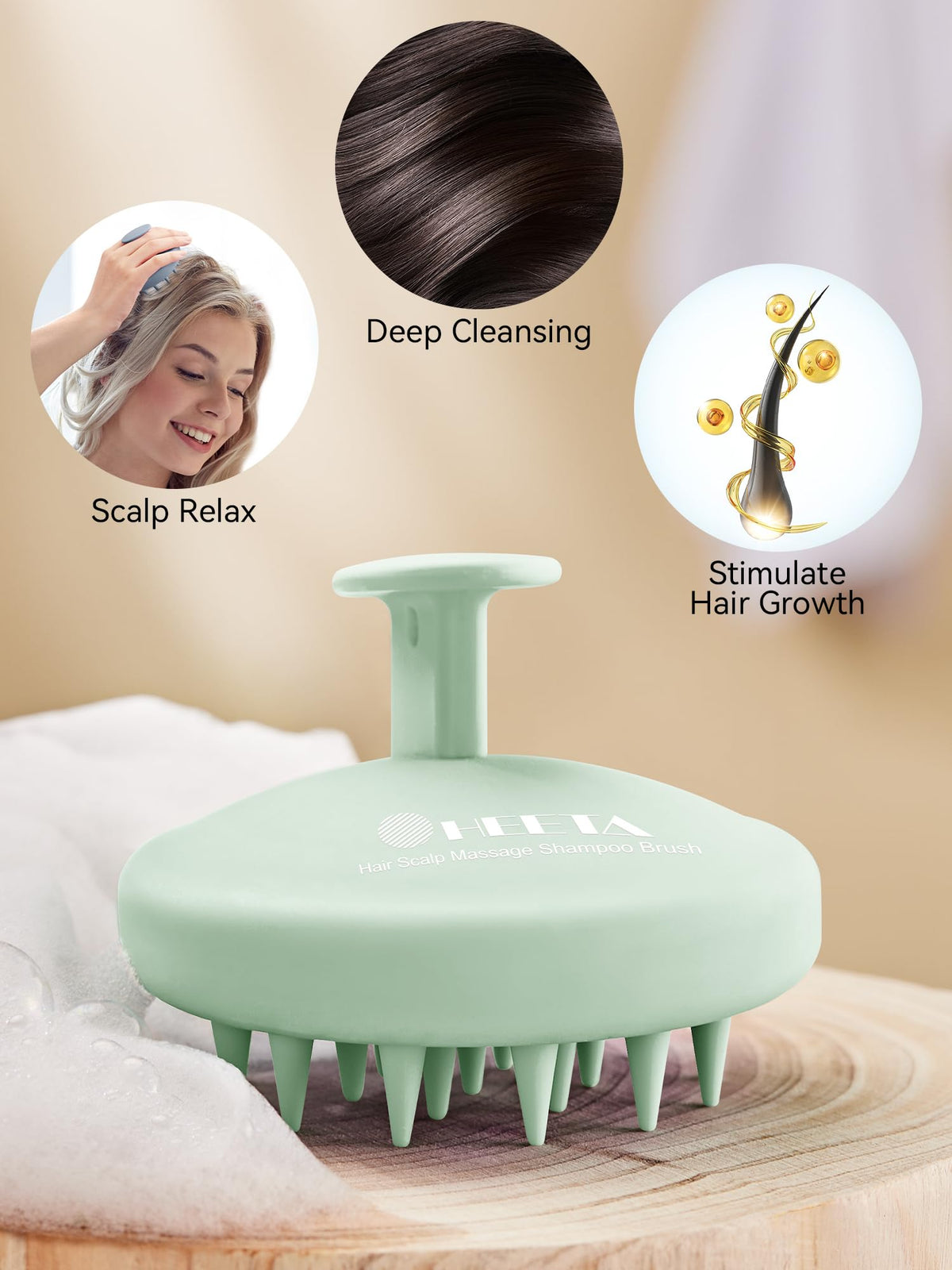 HEETA Silicone Scalp Massager side view