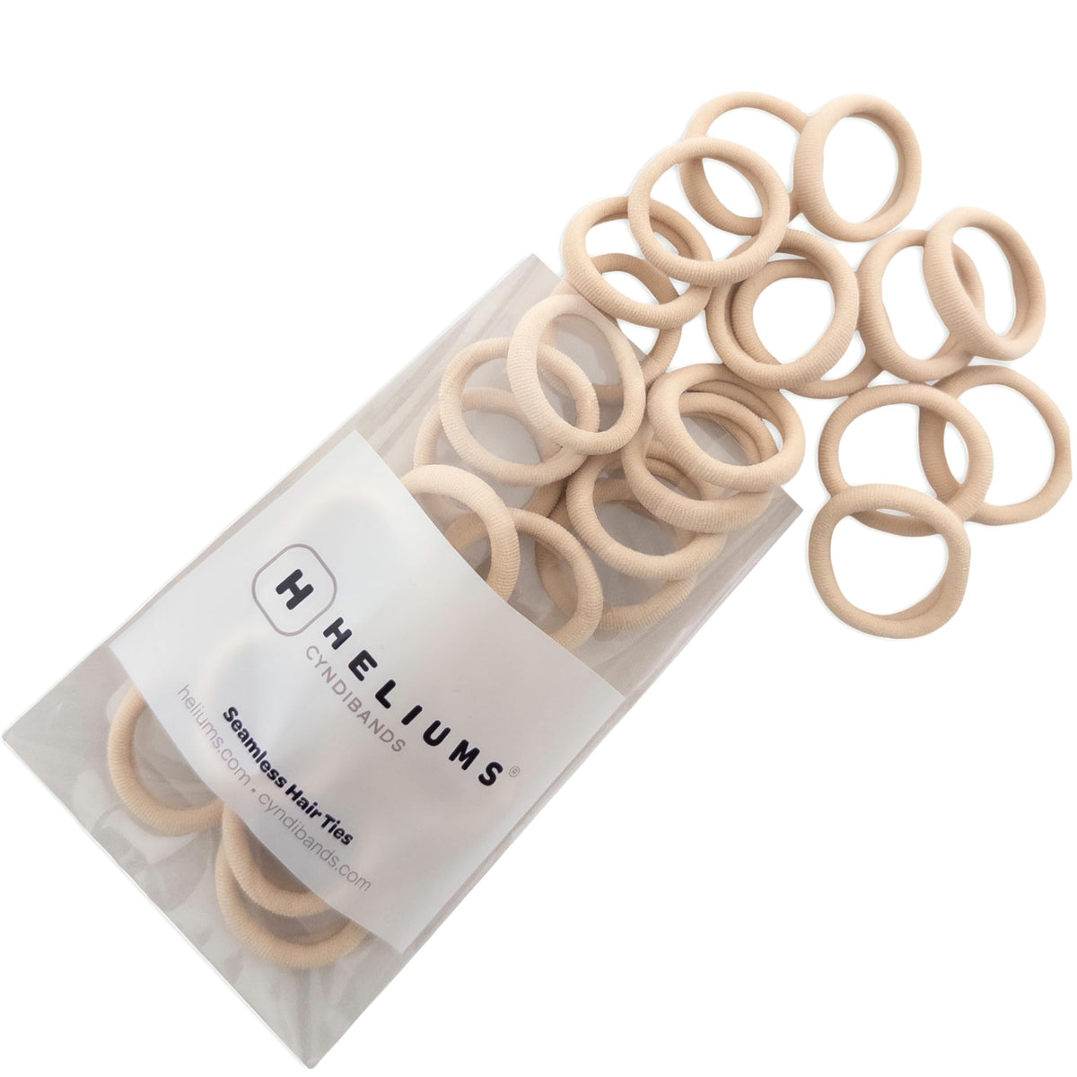 Heliums Small Soft Hair Ties cream colour front view