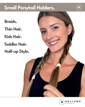 Heliums Small Soft Hair Ties demonstrating stretch