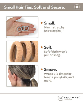 Heliums Small Soft Hair Ties packaging with 30 count