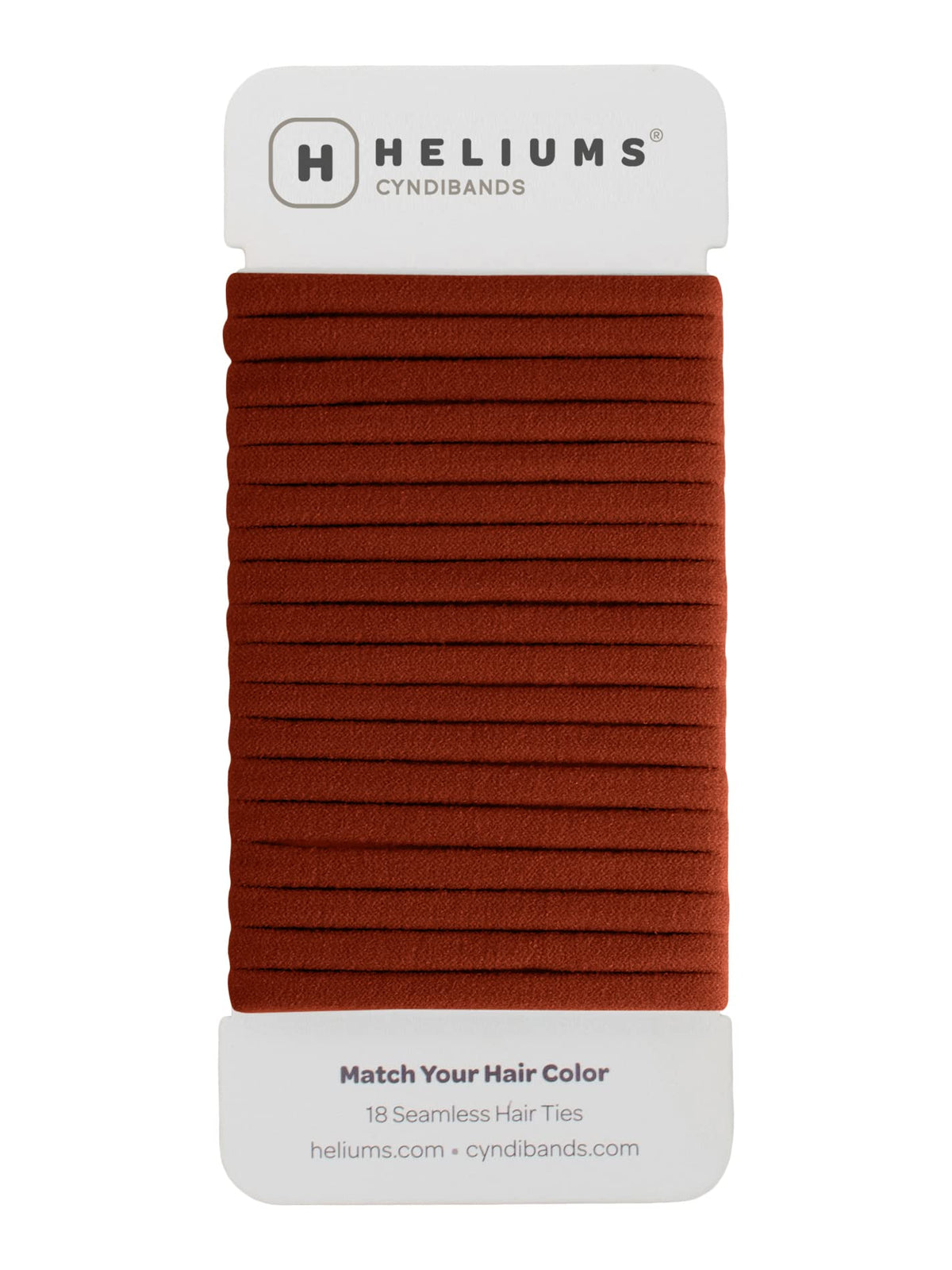 Heliums Thin Hair Ties Auburn 18 Pack front view