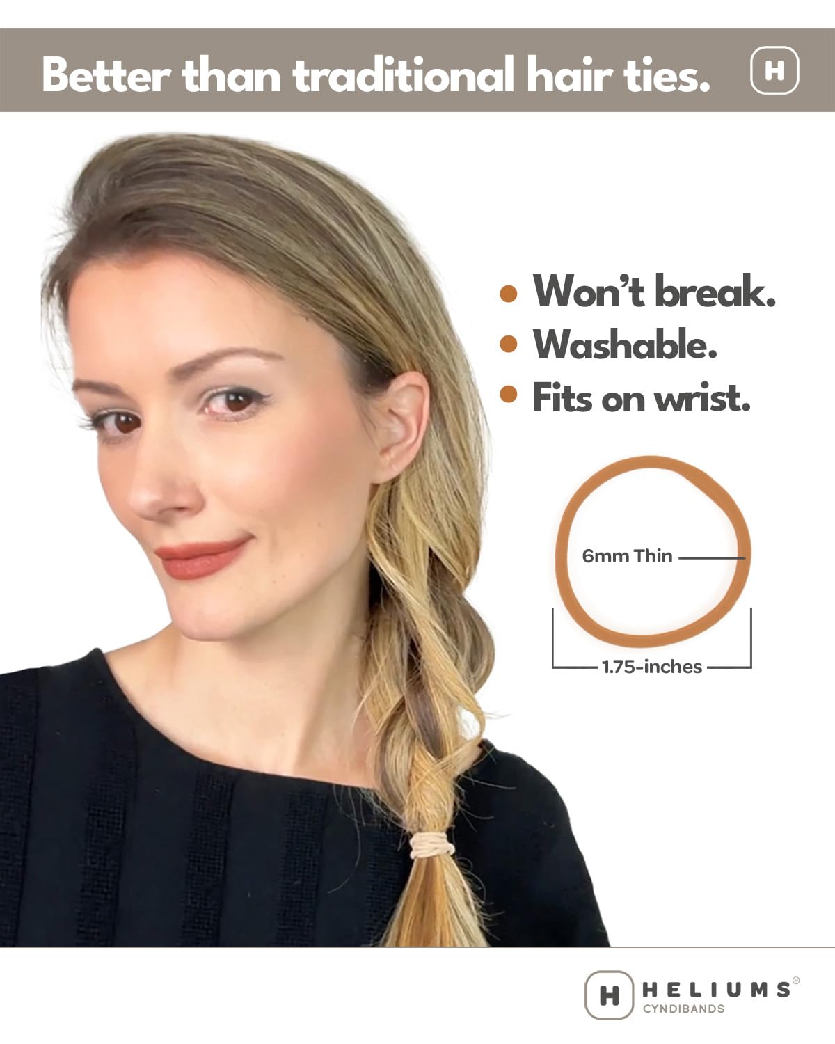 Heliums Thin Hair Ties Dark Ginger close-up