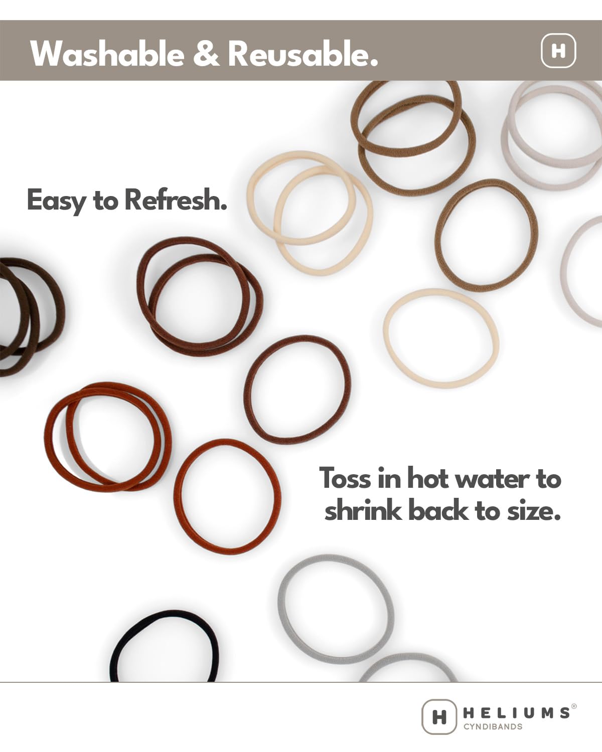 Heliums Thin Hair Ties Dark Ginger in use
