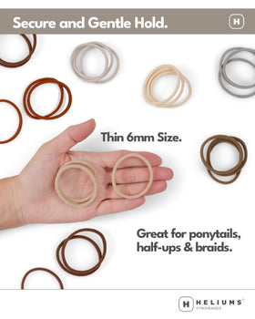 Heliums Thin Hair Ties displayed on a flat surface