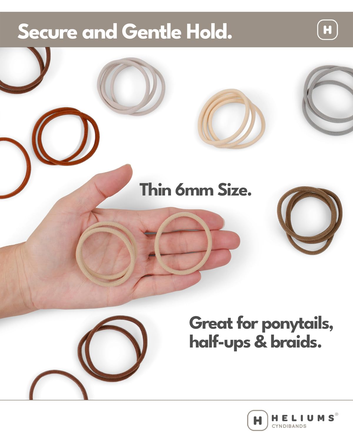 Heliums Thin Hair Ties Light Brown assorted pack