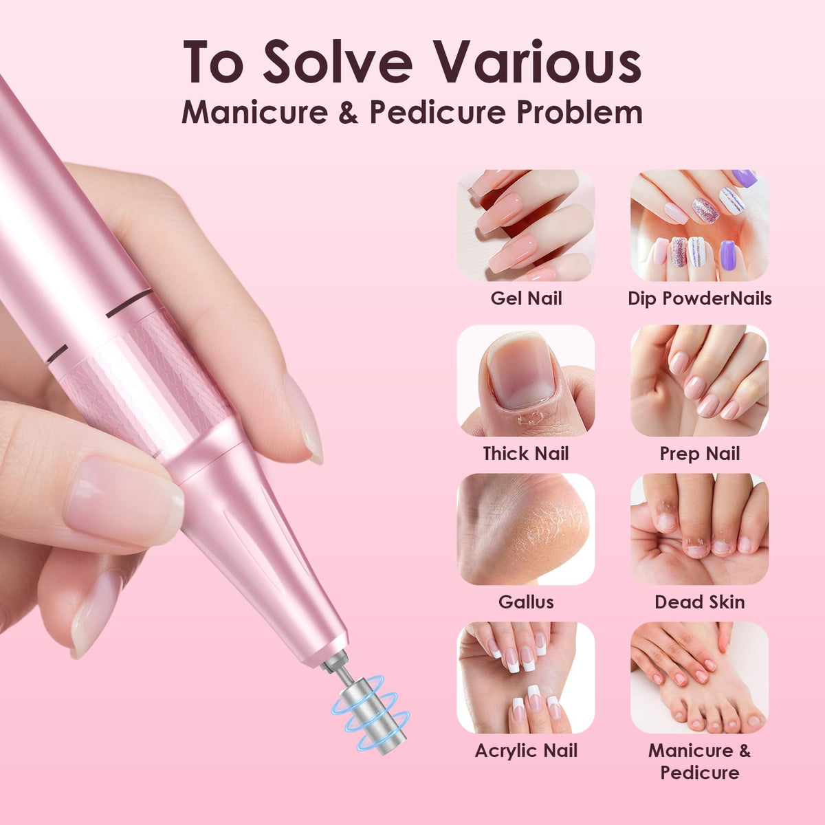 HELIVIVE Nail Drill compact design with waist clip