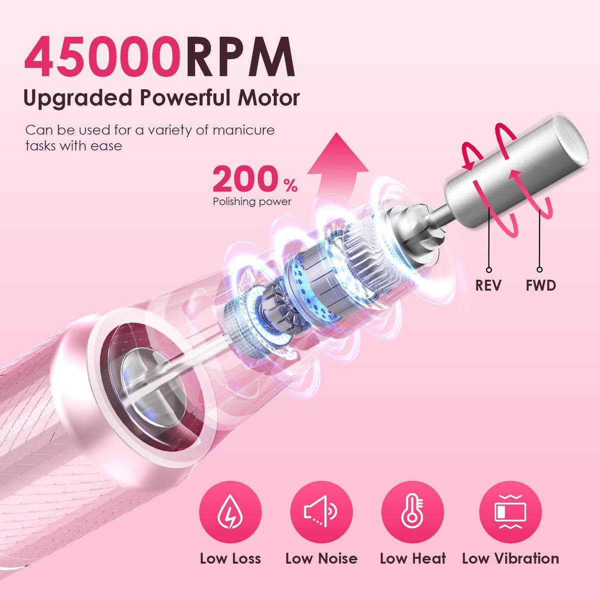 HELIVIVE Nail Drill showing adjustable speed knob