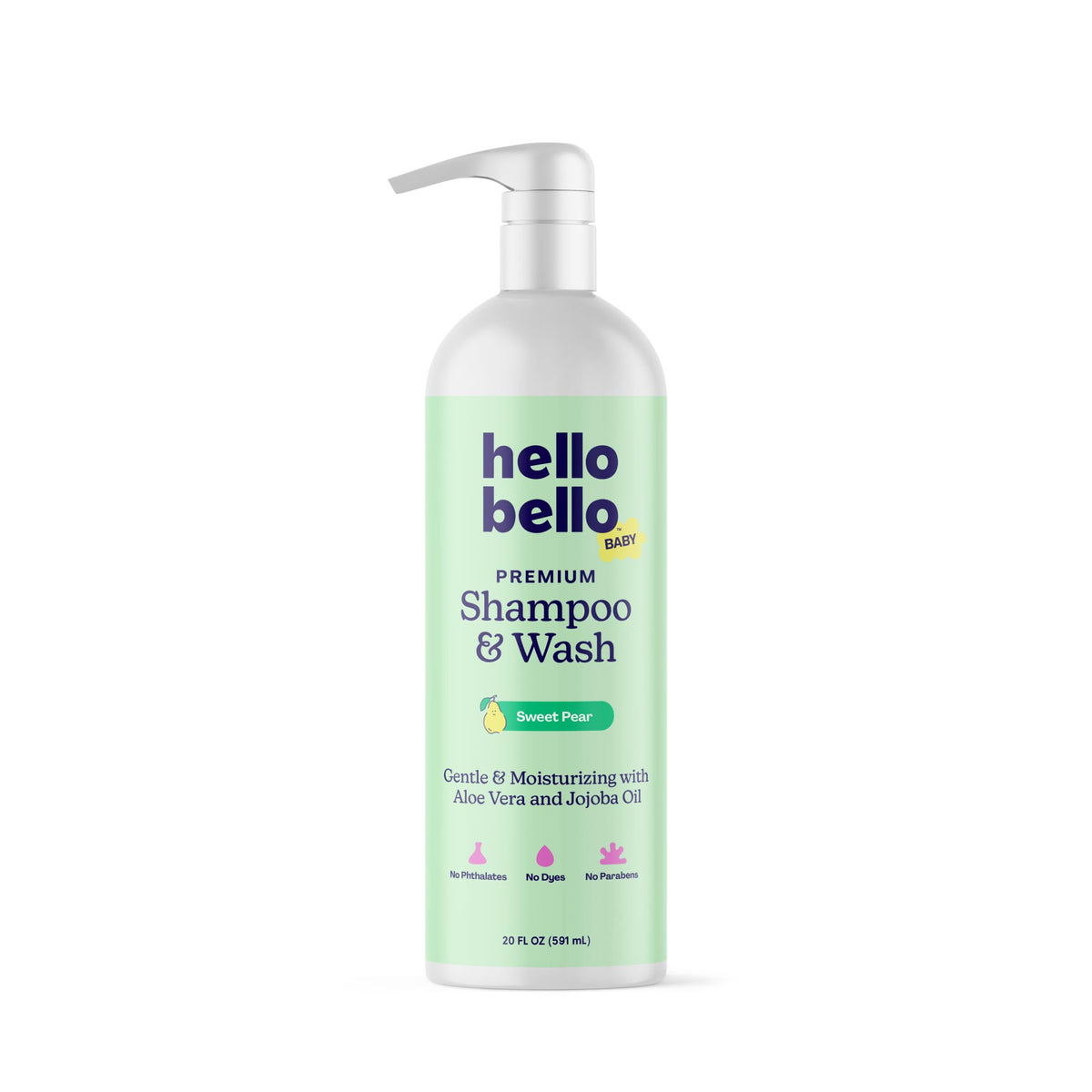 Hello Bello Baby Shampoo & Body Wash 20oz front view with sweet pear scent