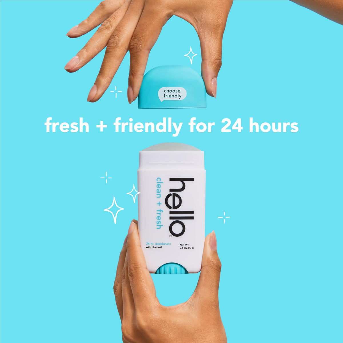 hello Clean + Fresh Deodorant stick open showing product