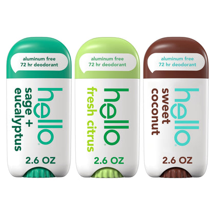 hello Deodorant Variety Pack front view with three scents