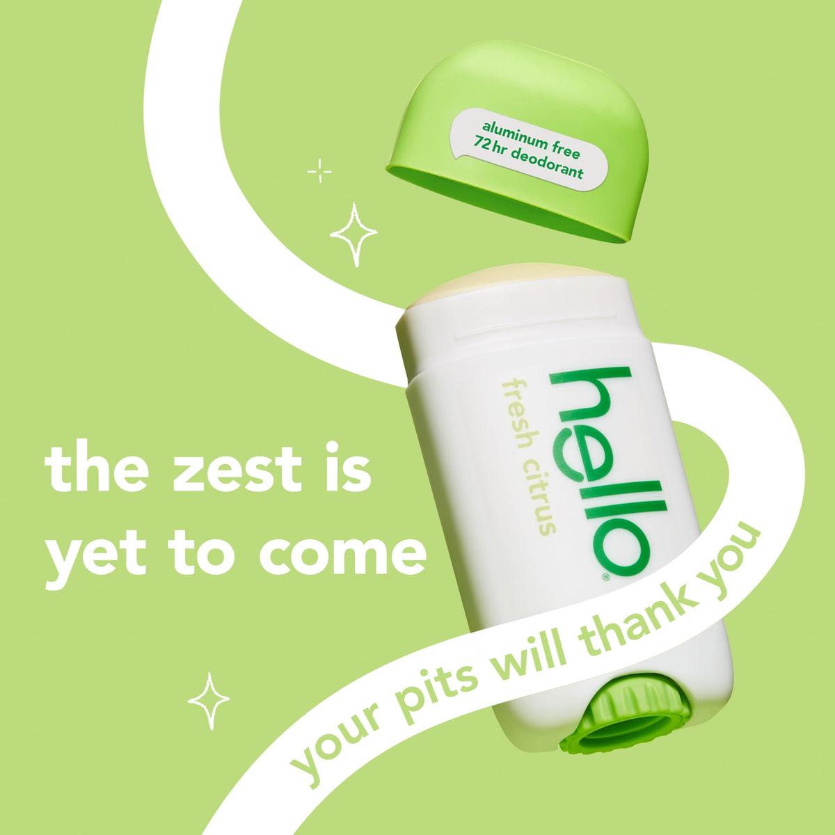 hello Fresh Citrus Deodorant stick showing shea butter ingredients