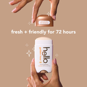 hello Golden Hour Deodorant stick in use on skin