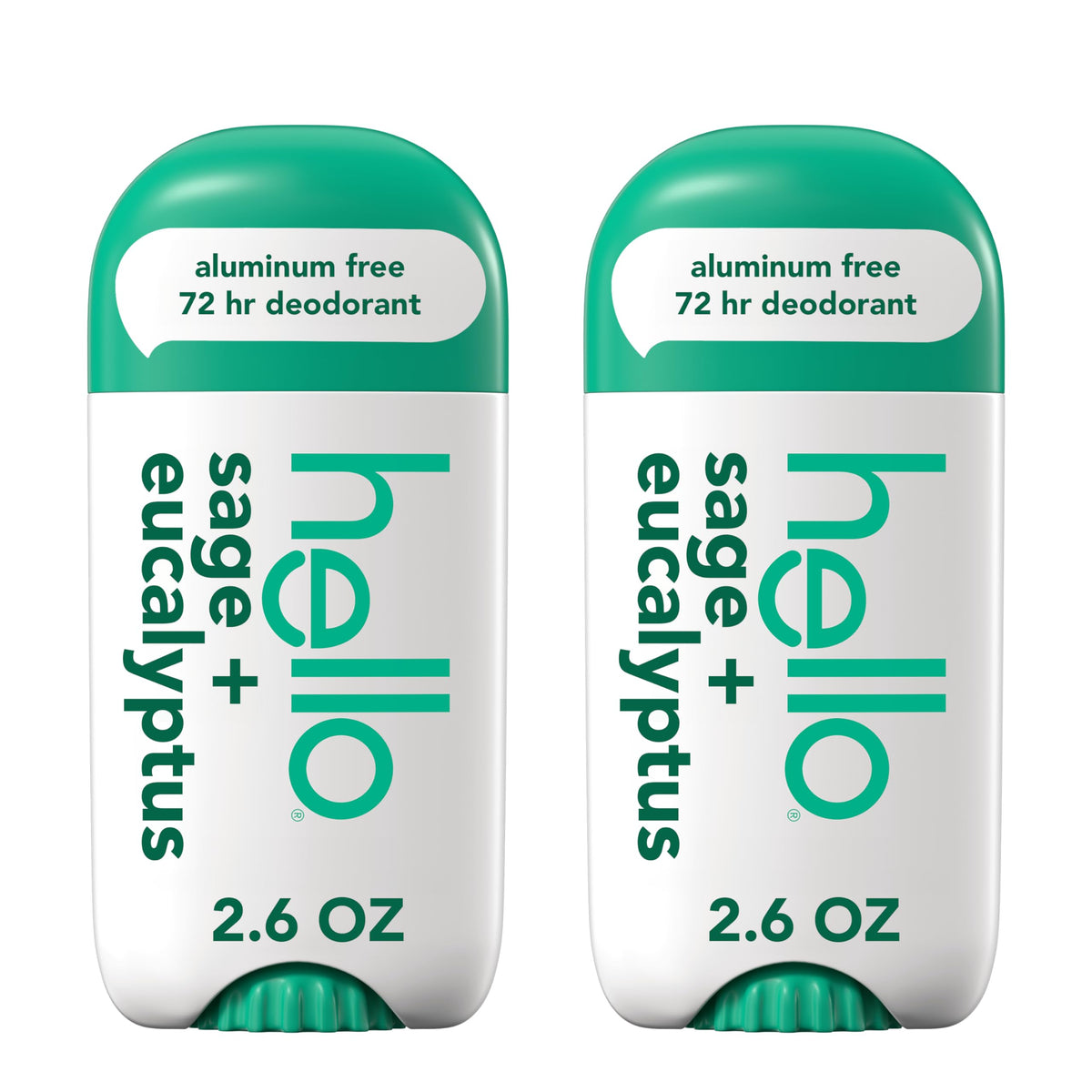 hello Sage + Eucalyptus Aluminum Free Deodorant front view, 2 pack